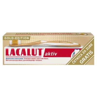 Dr. Theiss Lacalut aktiv pasta za zube 75 ml + četkica za zube gratis (gold edition)